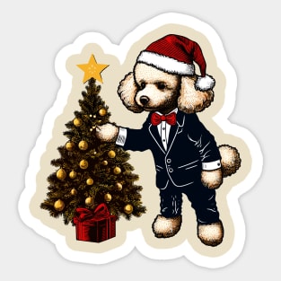 Poodle Dog Christmas Sticker